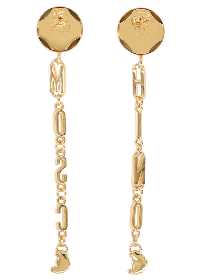 Moschino Linked Letters Gold Tone Earrings