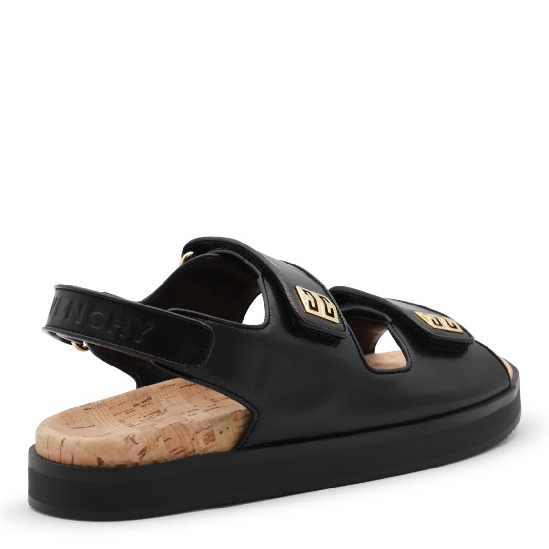 Givenchy Black Leather Round Toe Sandals