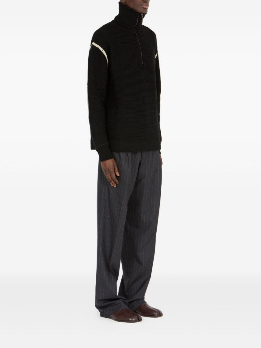Maison Margiela Half Zip Sweater With High Neck