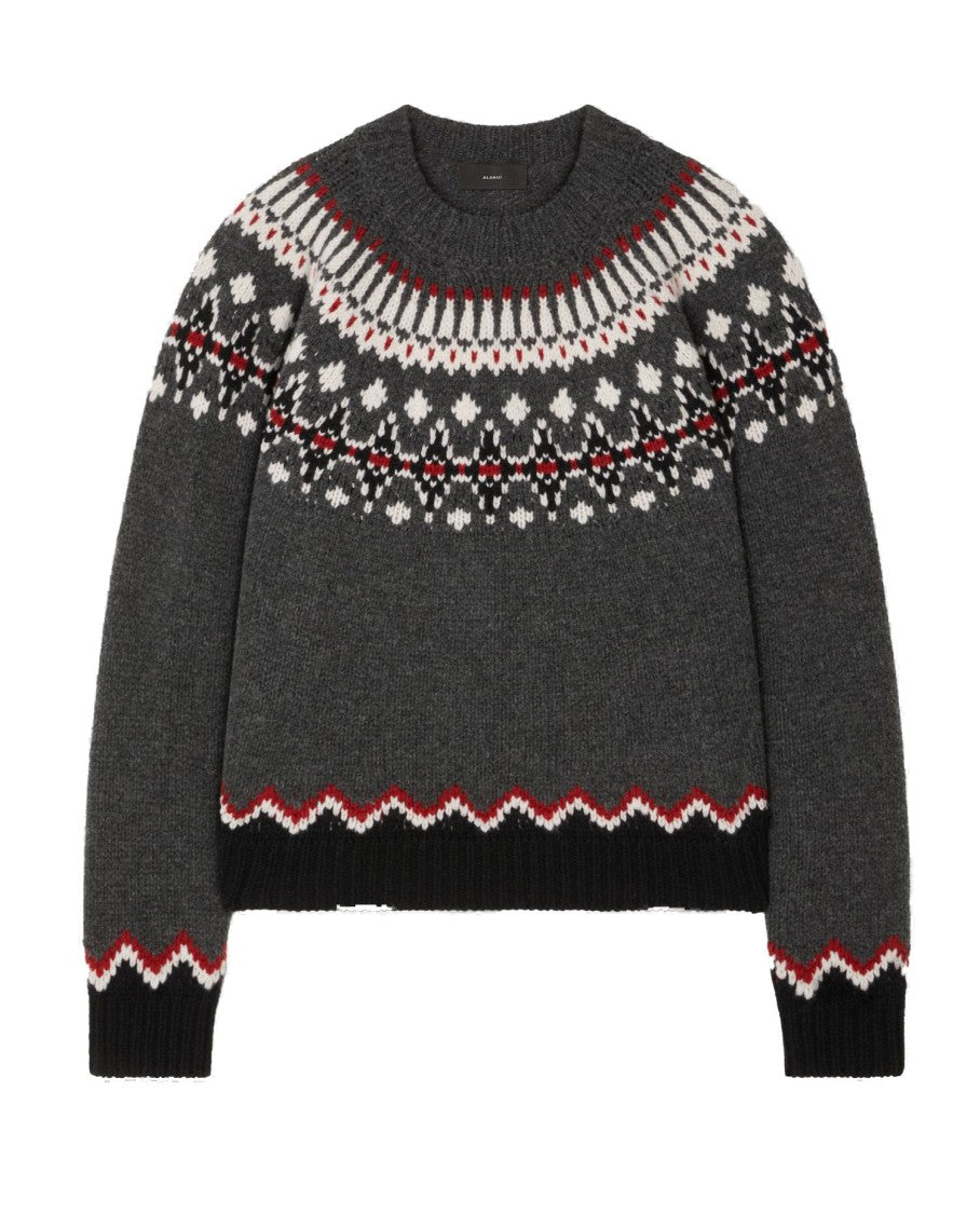 Alanui Wool Crewneck Sweater With Geometric Pattern
