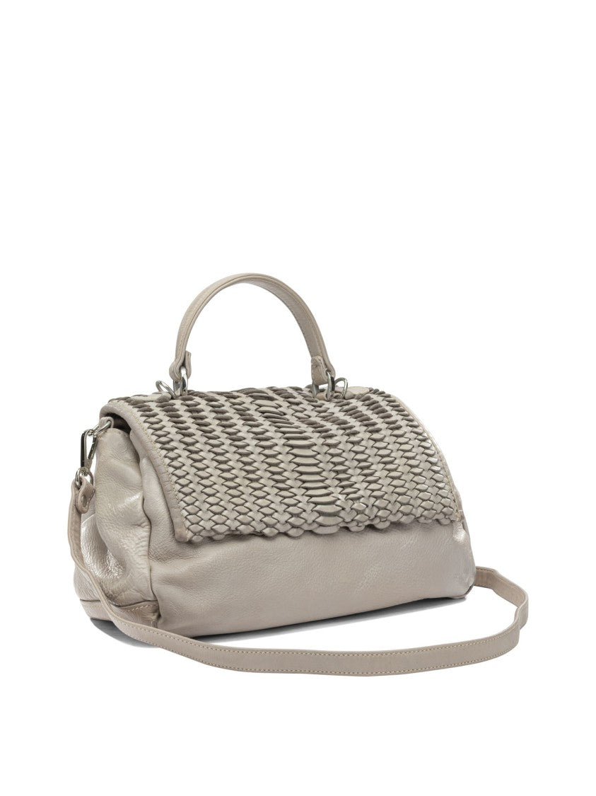 Giancarlo Nevola Woven Flap Detail Leather Handbag With Versatile Carrying Options