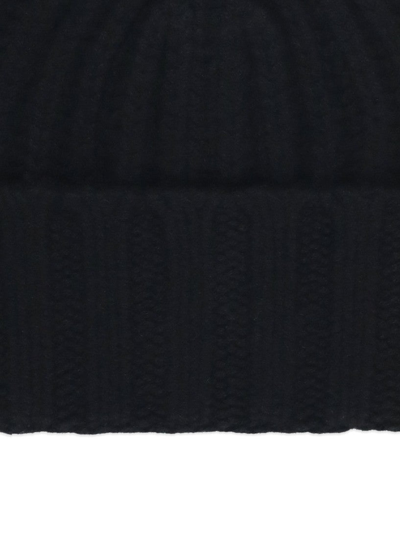Barna Cashmere Black Cashmere Ribbed Beanie