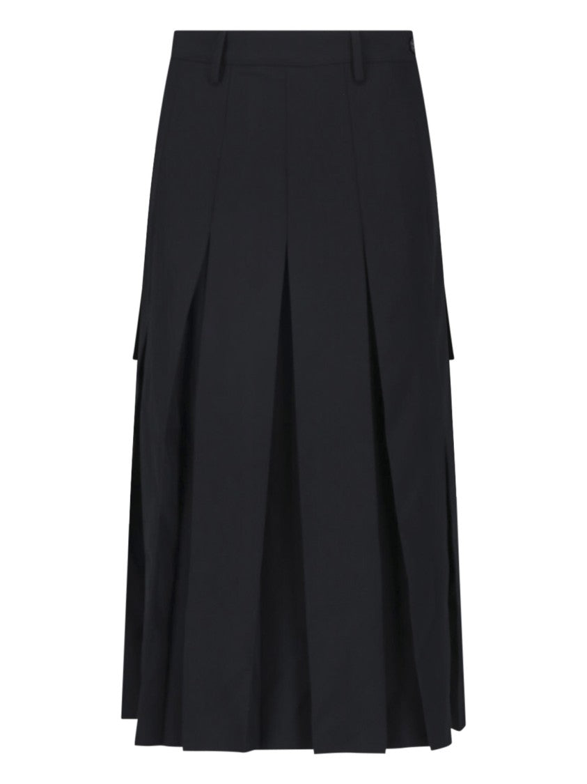 Mm6 By Maison Margiela Asymmetrical Pleated Midi Skirt With Front Zip Closure