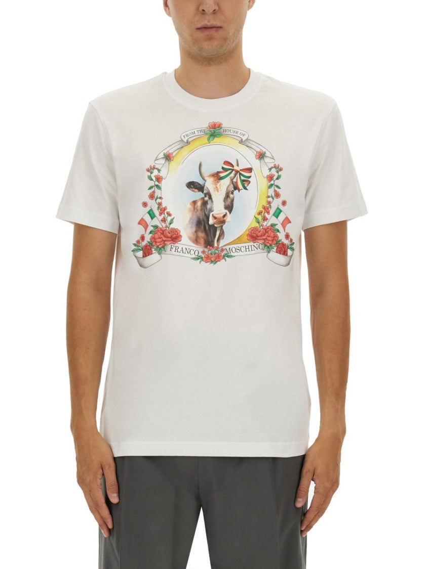Moschino Front Logo Print White T-Shirt
