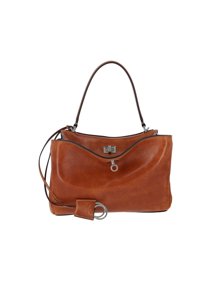 Balenciaga Brown Rodeo Antiqued Lambskin Handbag