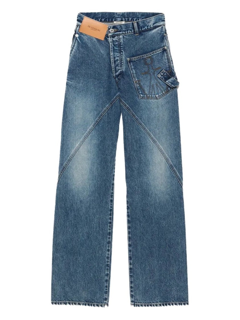 J. W. Anderson Wide-Leg Jeans With Diagonal Seam Design