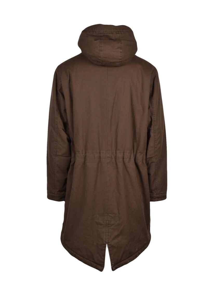 Aspesi Military Green Cotton Parka With Plush Interior And Adjustable Hood