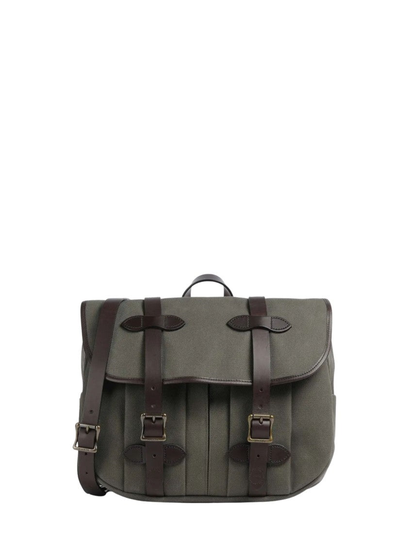Filson Olive Twill Leather Strap Tote Bag