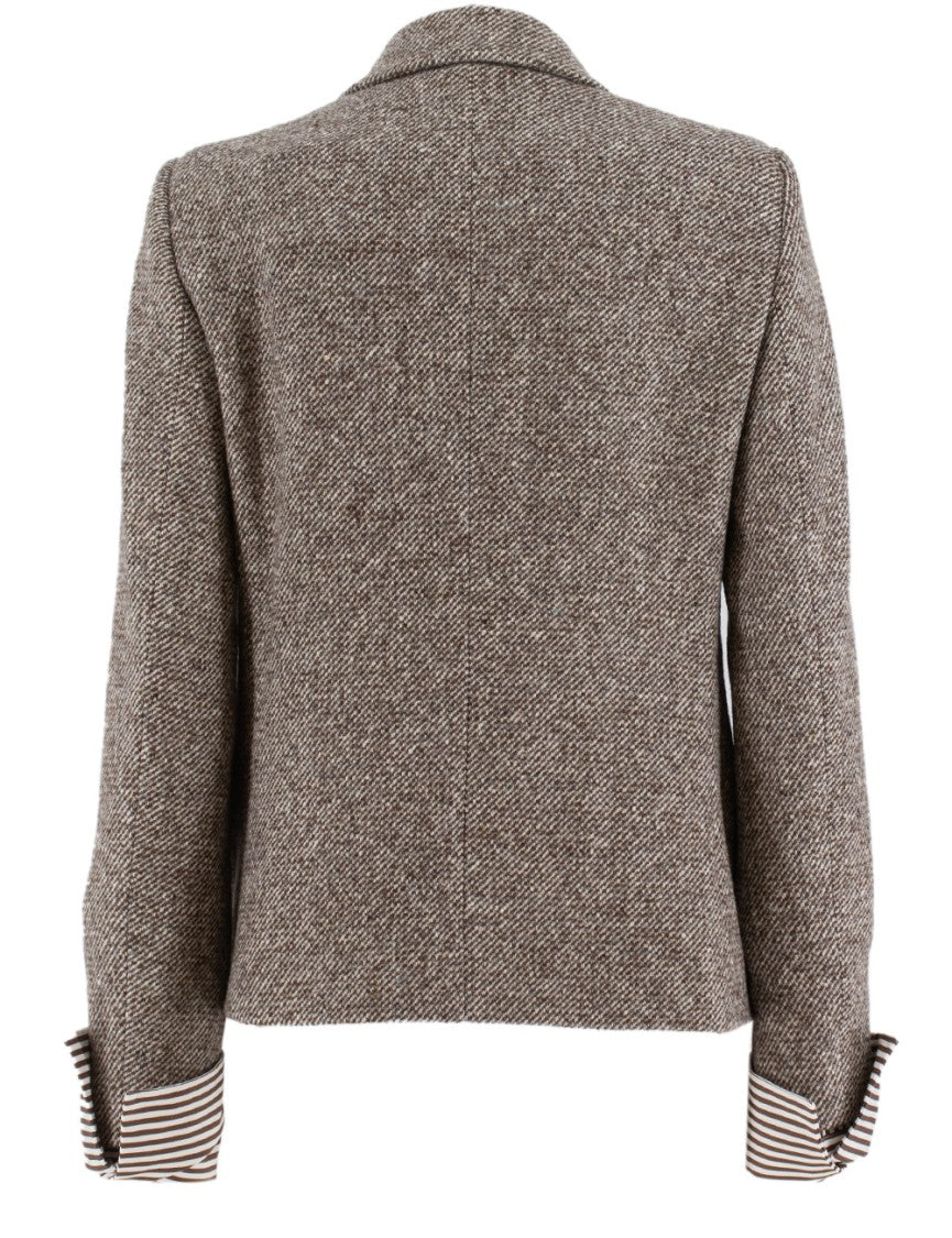 Brunello Cucinelli Textured Herringbone Double-Breasted Jacket