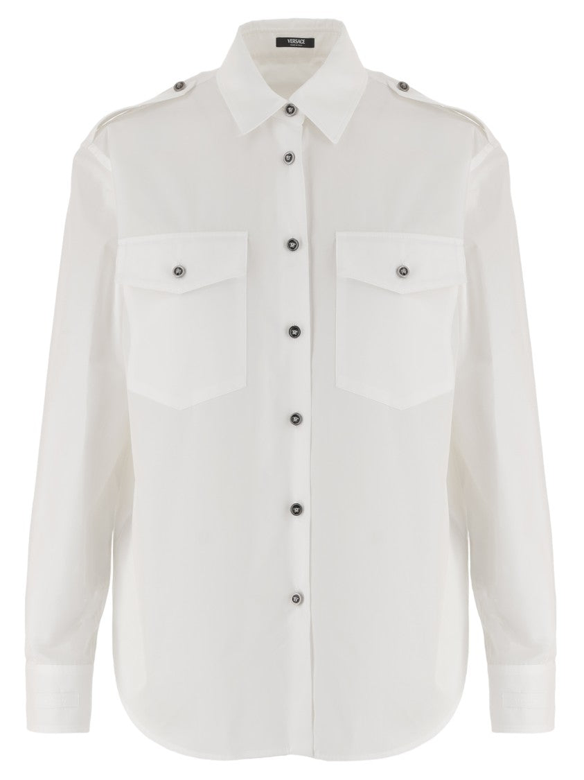 Versace Cotton Shirt With Contrasting Buttons