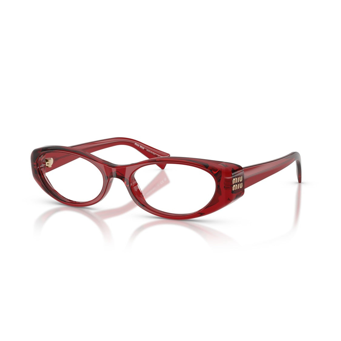 Miu Miu 0Mu 03Zv Translucent Red Acetate Oval Frame Sunglasses