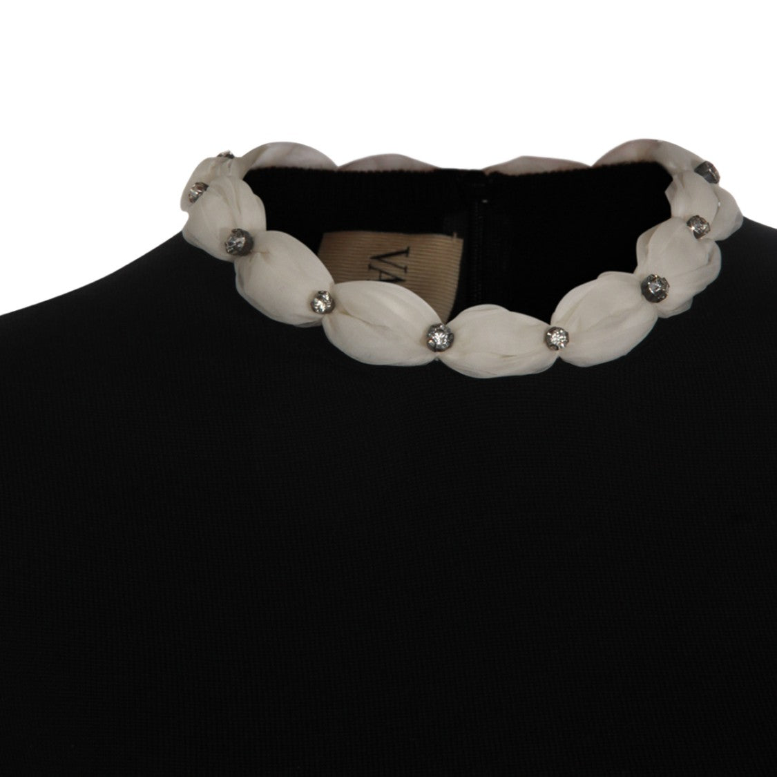 Valentino Short-Sleeve Black Sweater With High Neckline