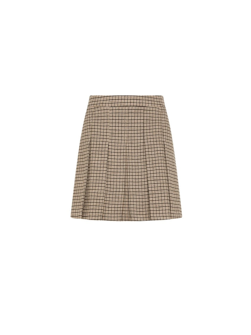 Seventy Venezia Pied De Poule Pleated Wool-Blend Mini Skirt