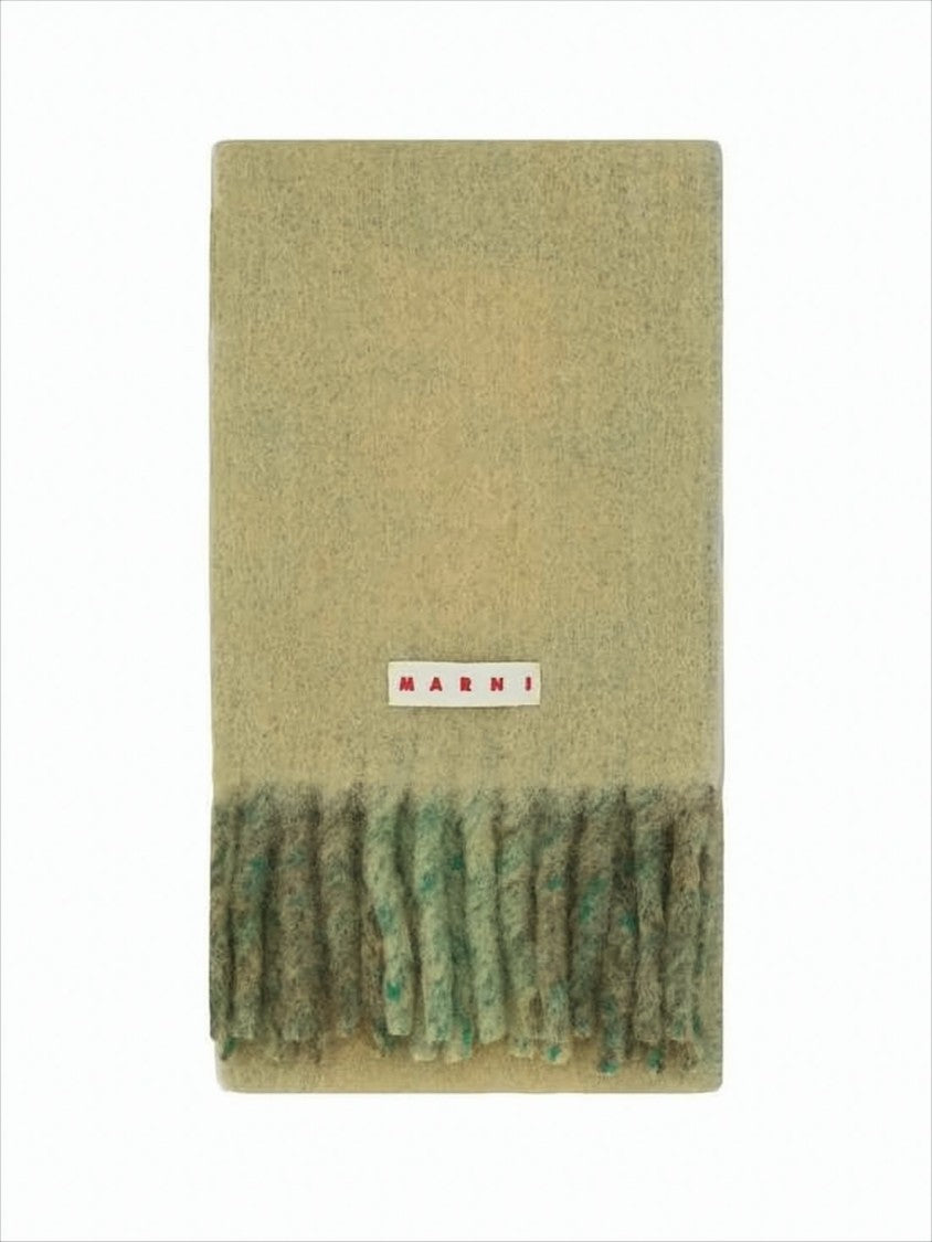 Marni Soft Rectangular Scarf With Vertical Stripes And Fringed Ends