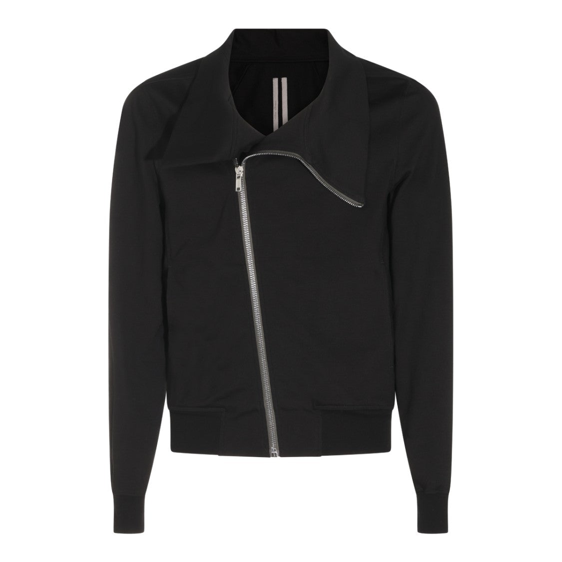 Rick Owens Asymmetrical Front-Zipper Sweater With Structured Collar