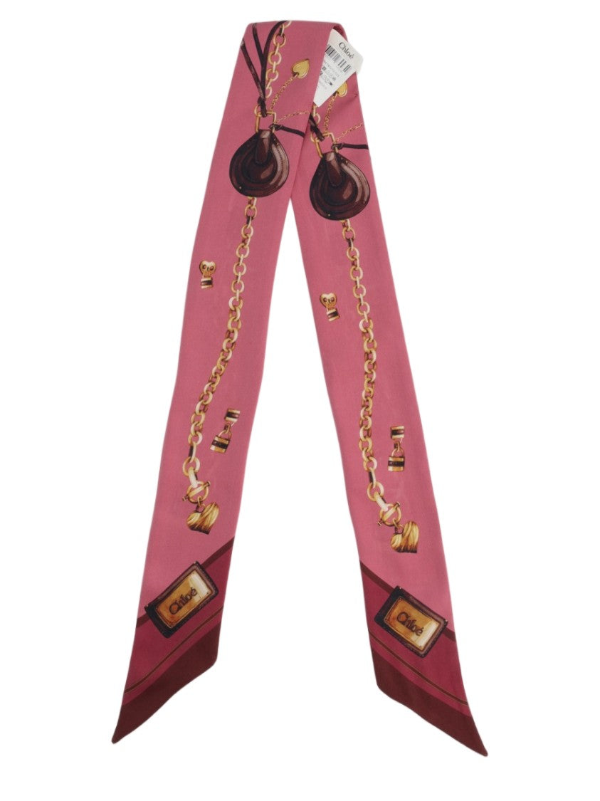 Chloé Paddington Gold Chain Slim Silk Scarf