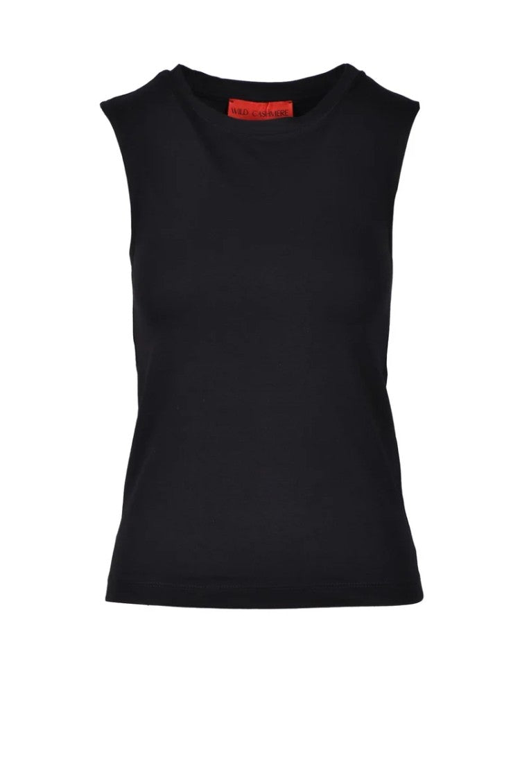 Wild Cashmere Black Minimalist Cashmere-Blend Tank Top