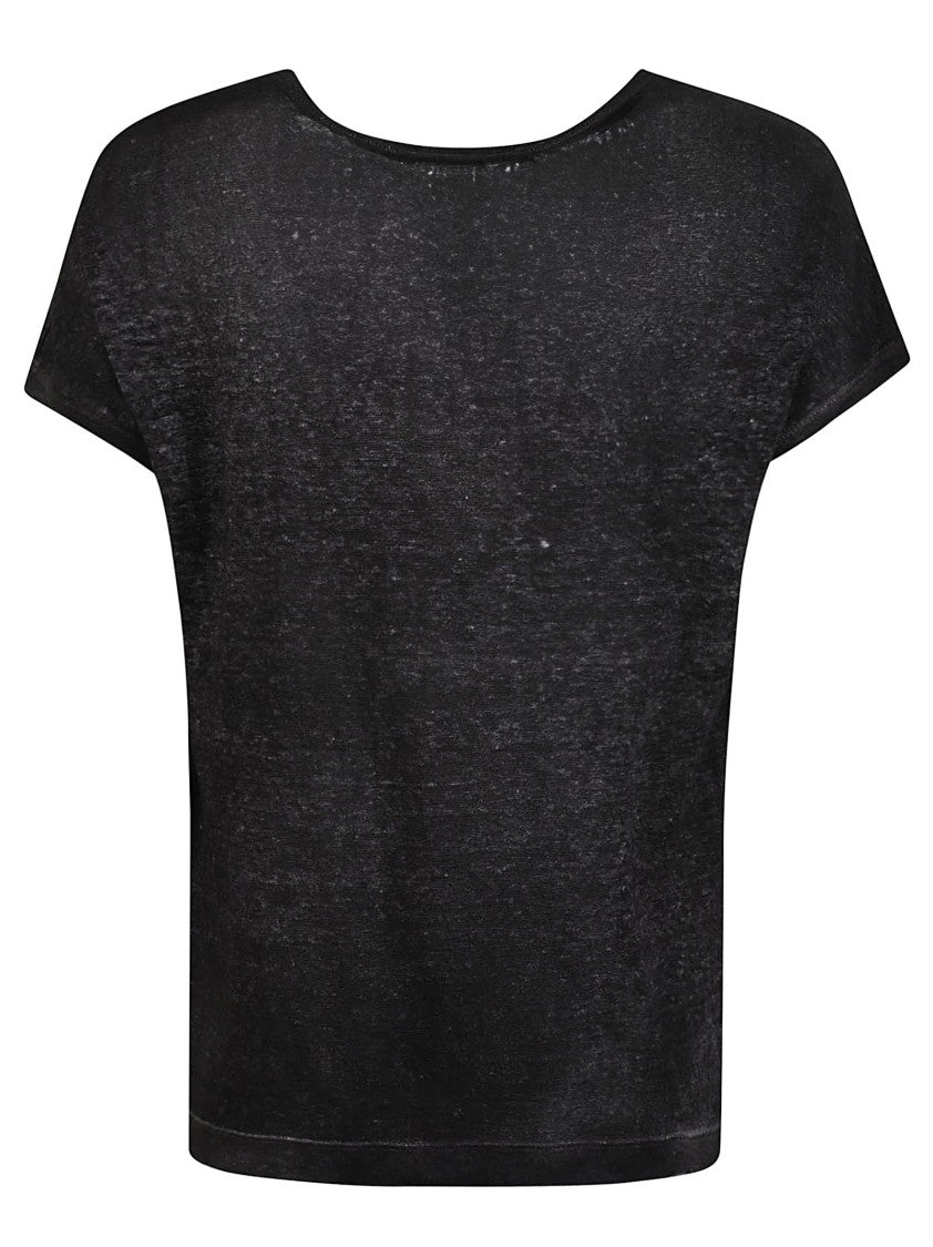 Avant Toi Carob-Colored Linen Jersey T-Shirt