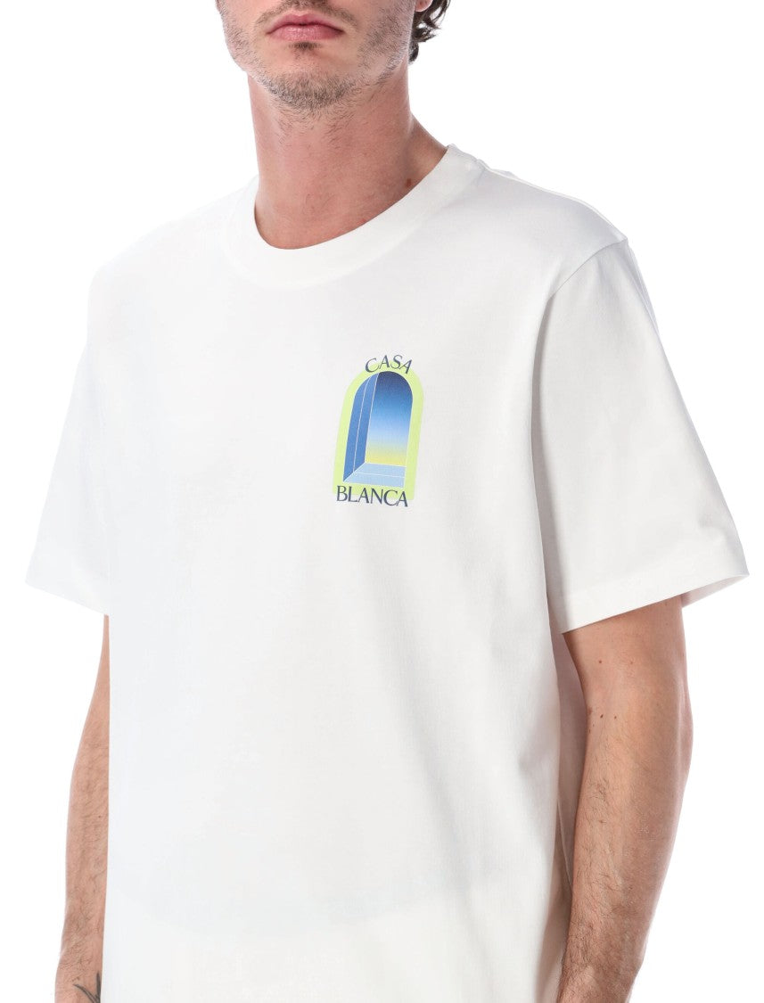 Casablanca L’Arche Printed Lime & Blue T-Shirt In White