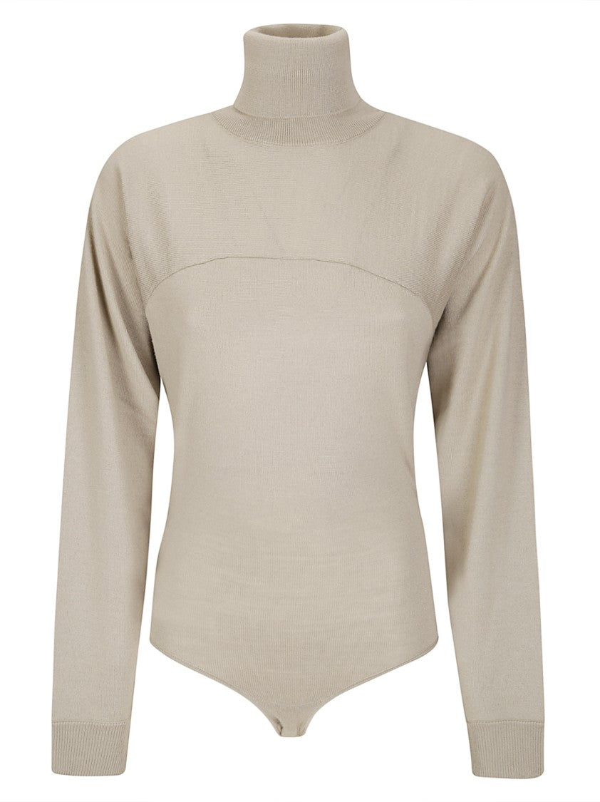 Mm6 By Maison Margiela Form-Fitting Body Garment In Soft Wool Blend