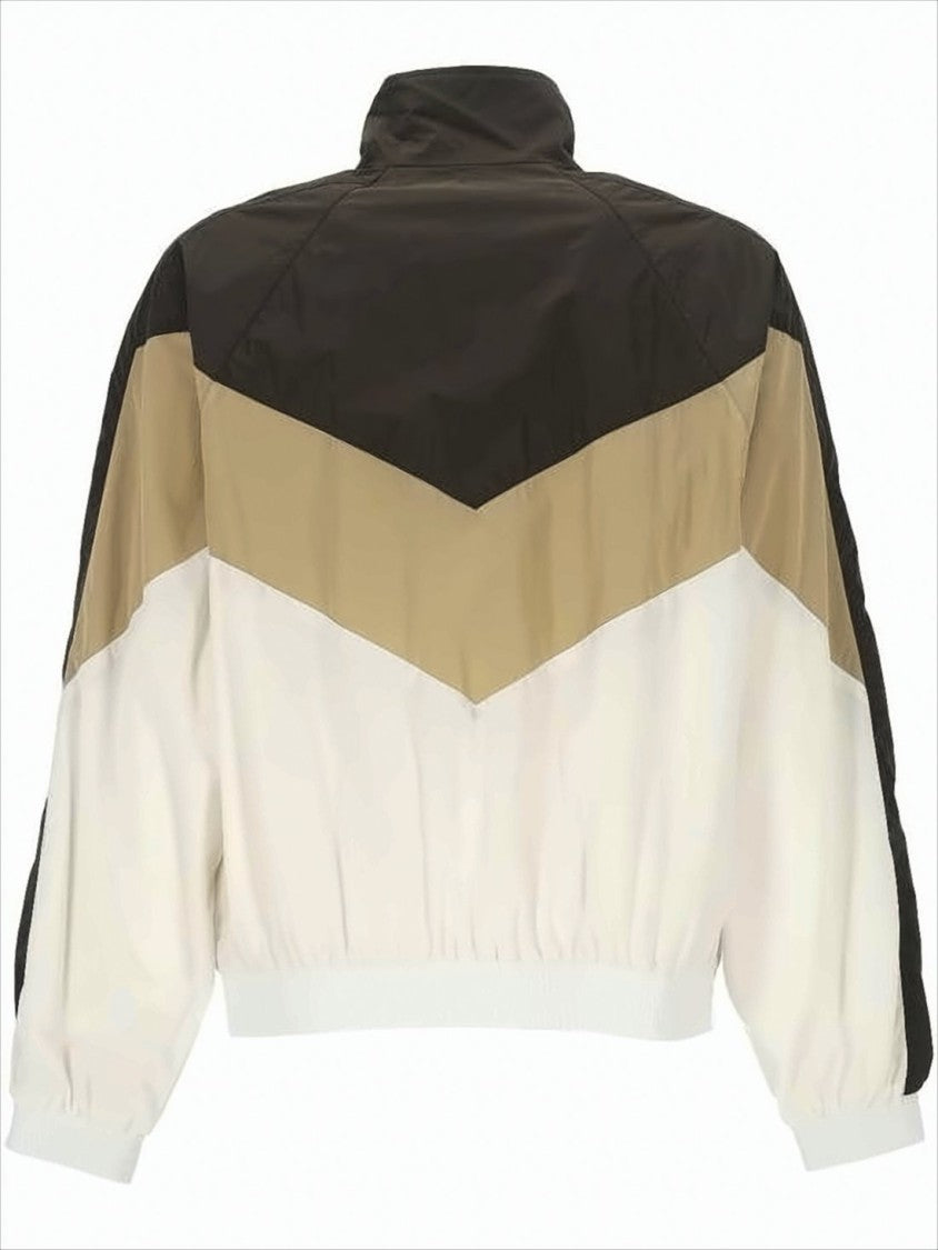 Saint Laurent Color-Block Chevron Design Nylon Jacket