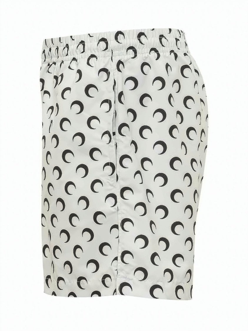 Marine Serre Crescent Moon Patterned Swim Shorts With Elastic Waistband