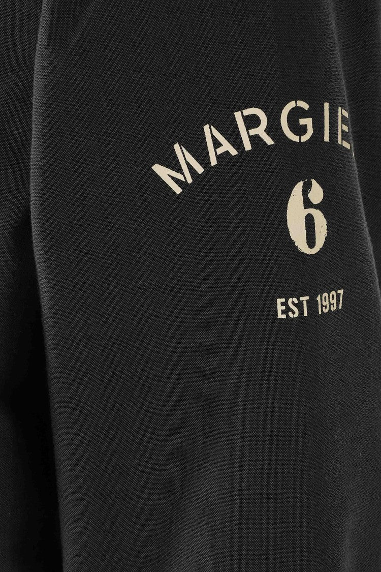 Mm6 By Maison Margiela Anthracite Mixed Wool Logo Sleeve Cotton-Blend Blazer