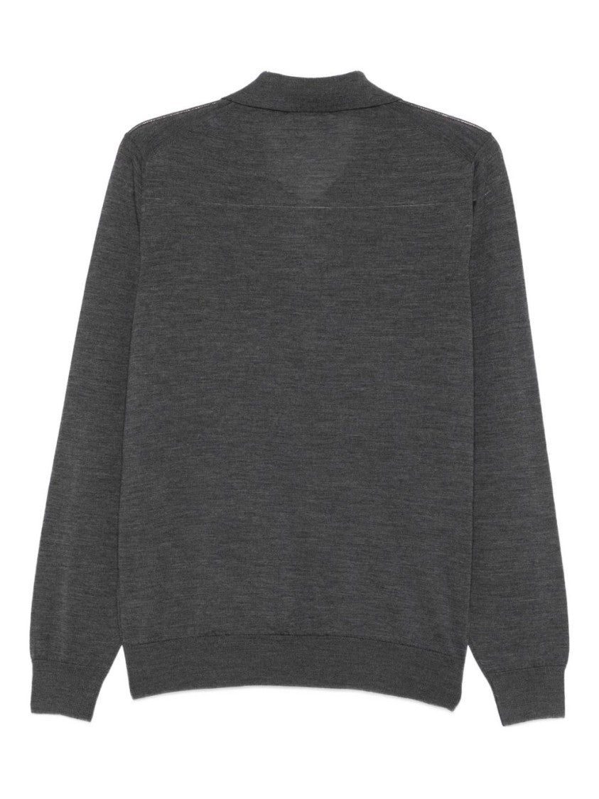 Piacenza Cashmere Classic Gray Sweater With Polo Collar