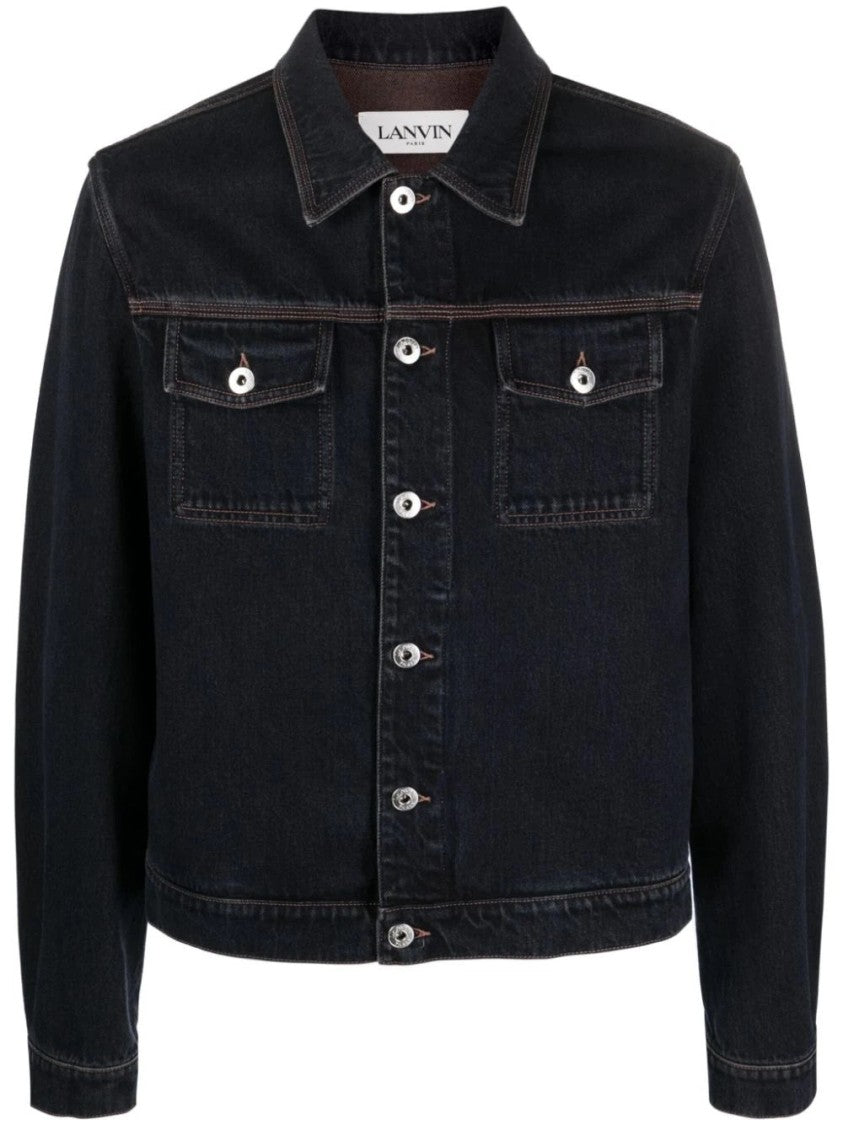 Lanvin Classic Button-Up Denim Jacket With Chest Pockets