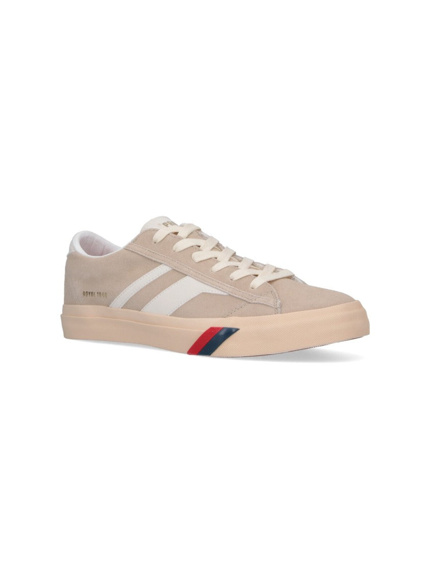 Pro-Keds 1949 Low-Top Beige Suede Sneakers With Gold Logo Accents