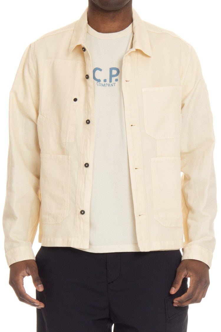 C.P. Company Casual Cotton-Linen Overshirt With Button Closure