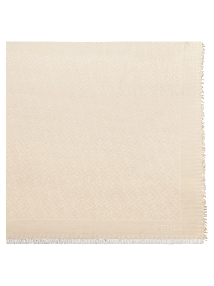 Fendi Large Square Cotton Scarf With Geometric Pattern