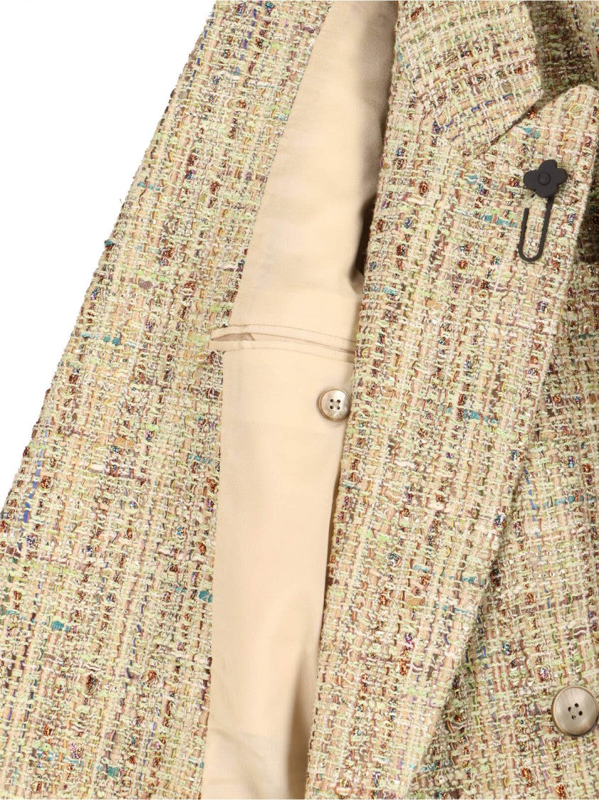 Lardini Double-Breasted Textured Tweed Jacket