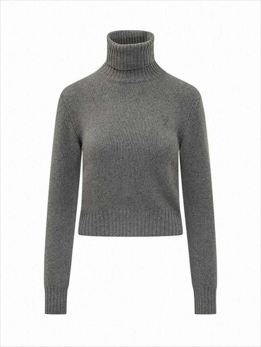 Ami Cropped Cashmere Turtleneck Sweater With Ribbed Details