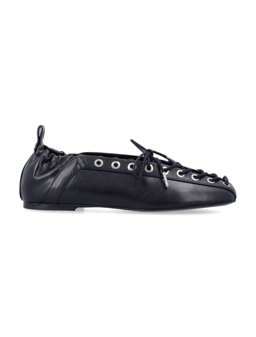 Ganni Oleatex Lace-Up Ballerinas