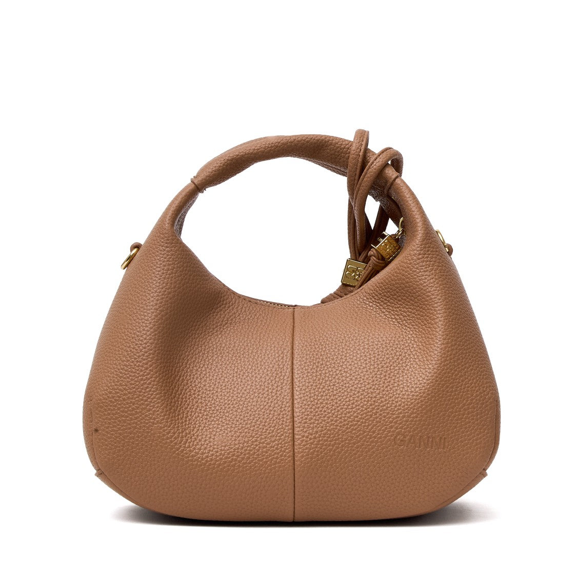 Ganni Mini Grained Textured Hobo Shoulder Bag
