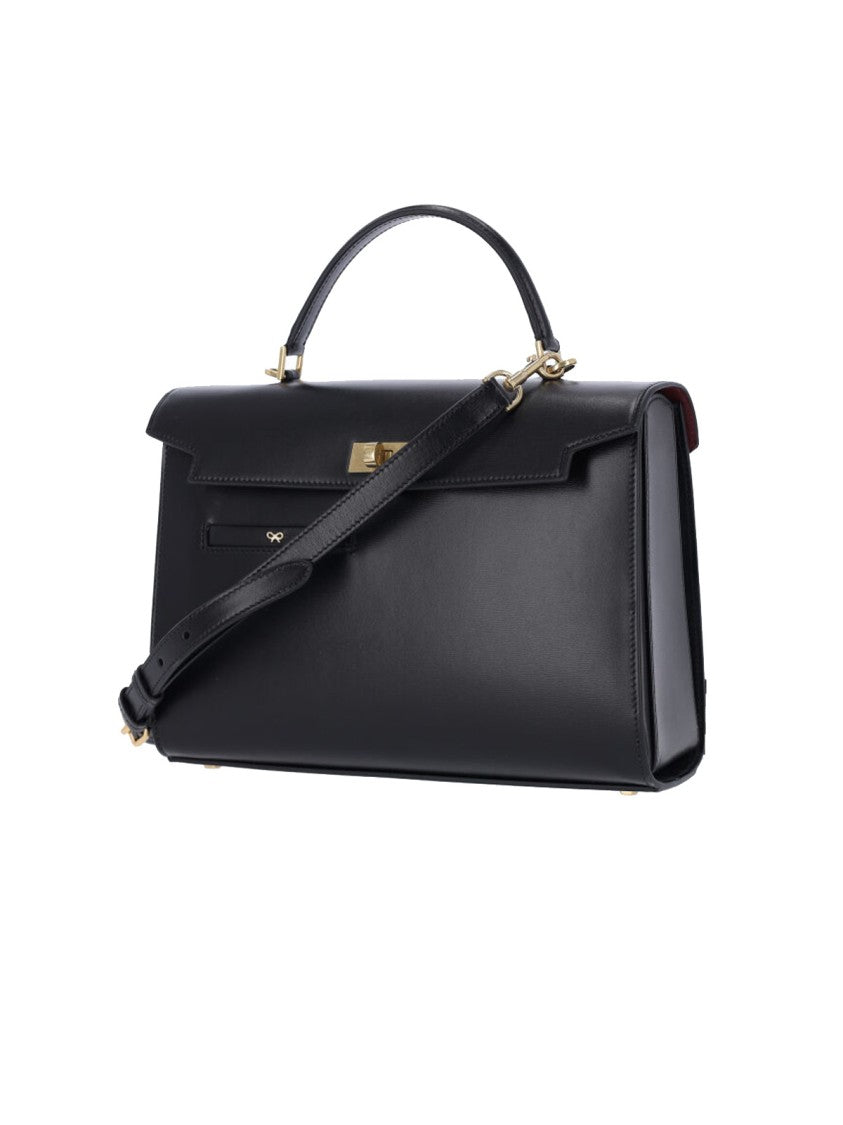 Anya Hindmarch "Mortimer" Handbag, In Black Calfskin