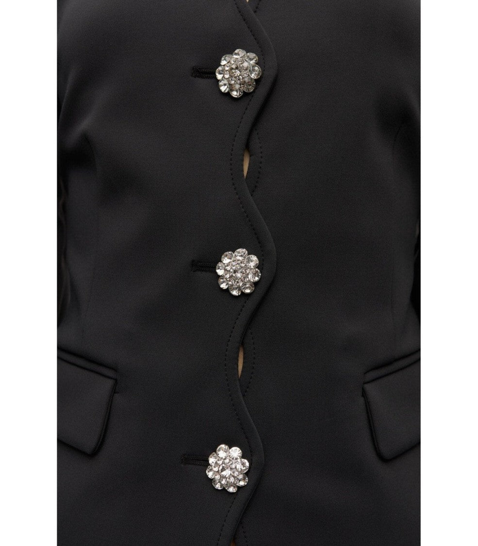 Ganni Black Single-Breasted Scuba Blazer