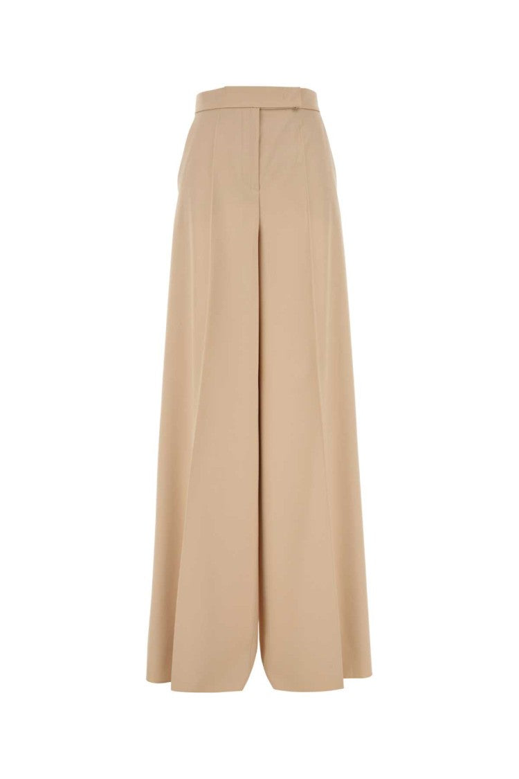 Max Mara Cream Wool Ninfa Wide-Leg Pant