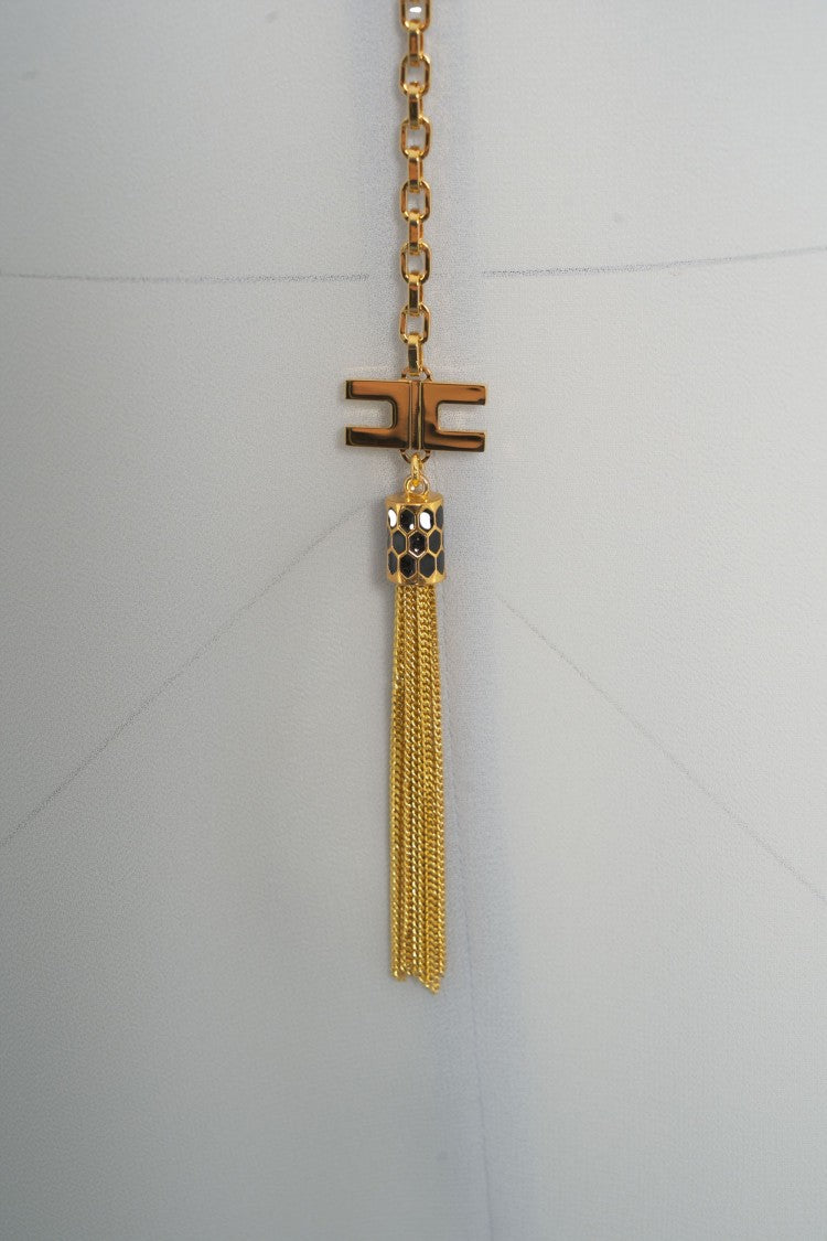 Elisabetta Franchi Fluid Blouse With Golden Chain Detail