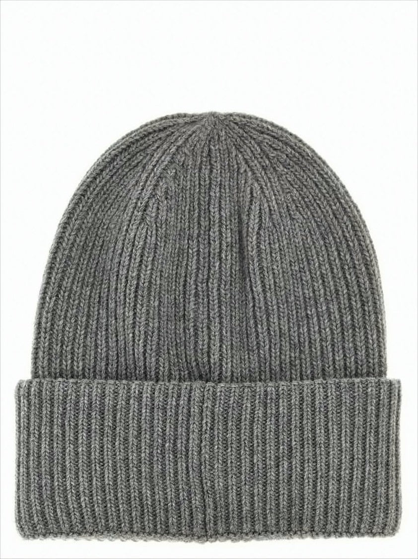 Moncler Ribbed Knit Beanie With Folded Cuff And Embroidered Logo