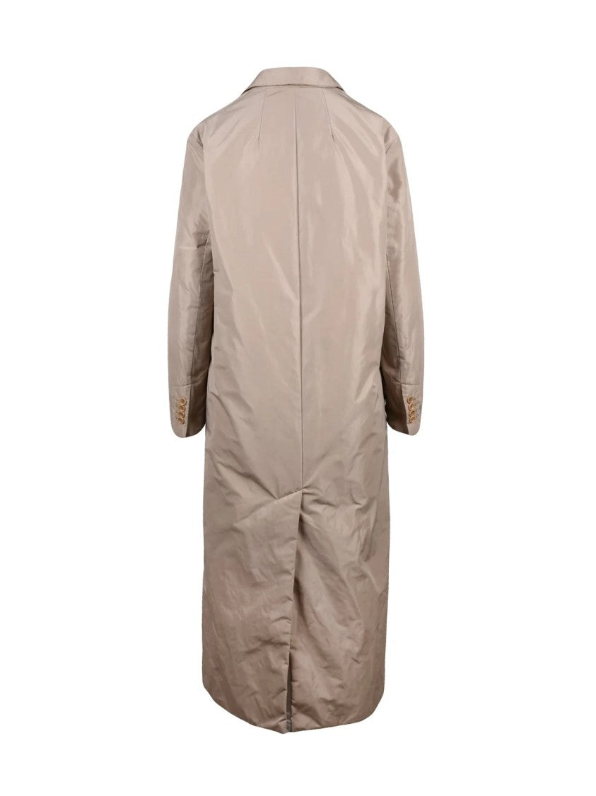 Aspesi Thermal Beige Long Coat With Classic Lapel And Practical Pockets