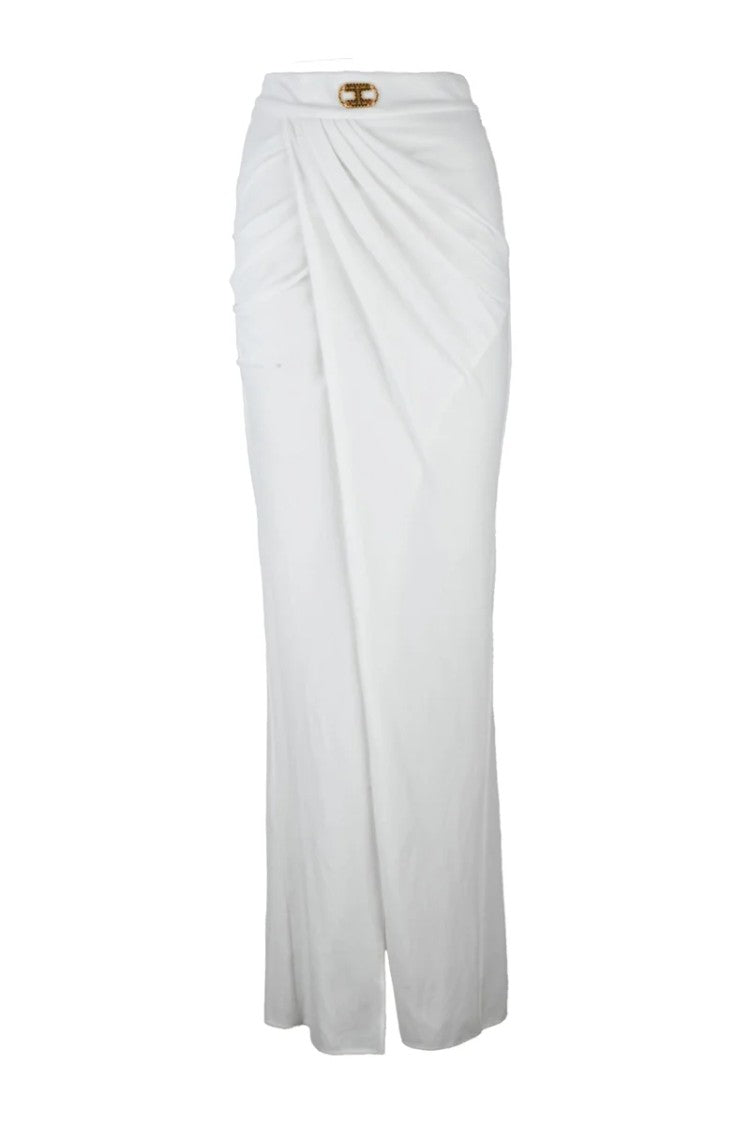 Elisabetta Franchi Long Velvet Skirt - White