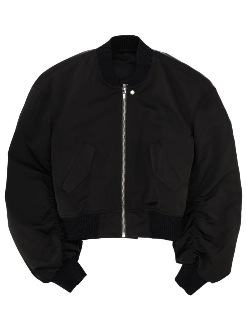 Rick Owens Neutrals Bucket Flight Voluminous Ruched Bomber Jacket