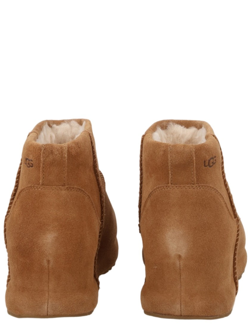 Ugg Brown Suede Leather Shearling Ankle Boots