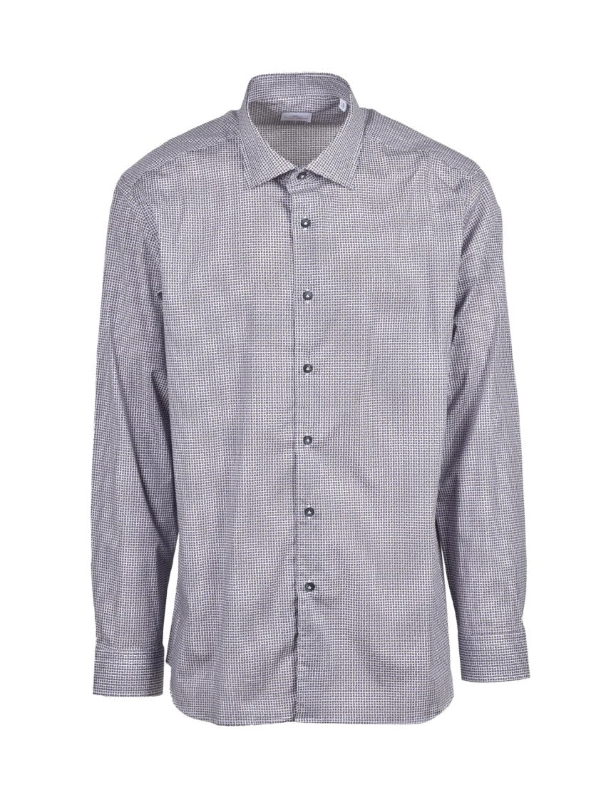 Brio Brown/Blue Checkered Stretch Cotton Shirt