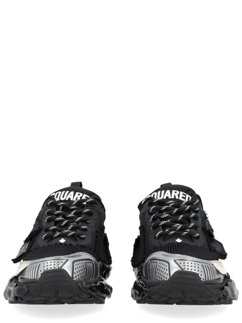 Dsquared2 Black Sneakers With Silver Metallic Overlays