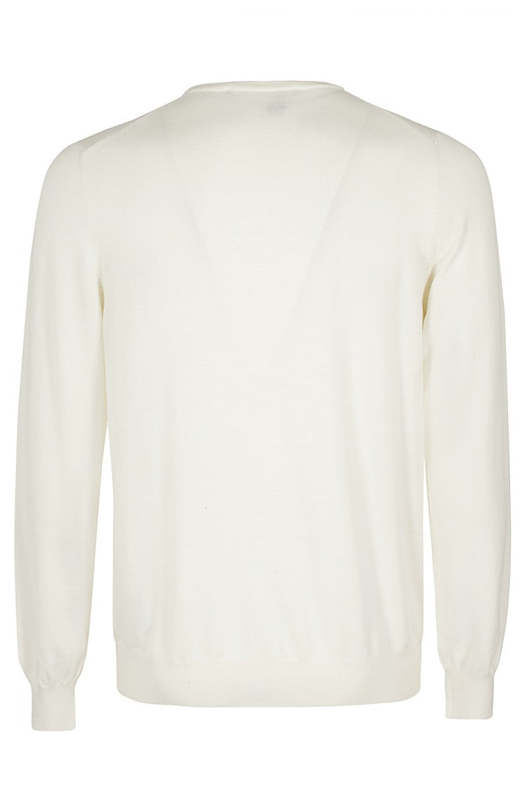 Tagliatore Cream Merino Wool Crew Neck Sweater
