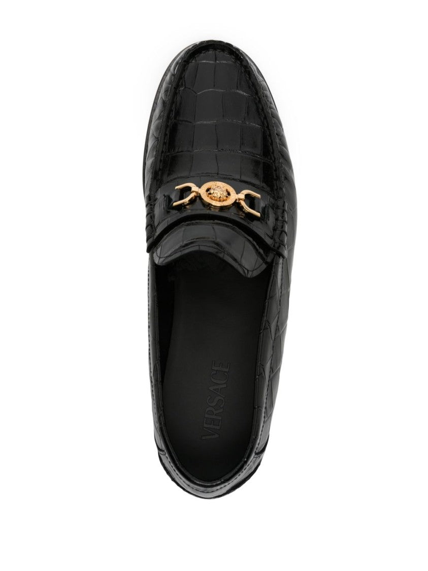 Versace Black Silk And Nylon Pointed Flats