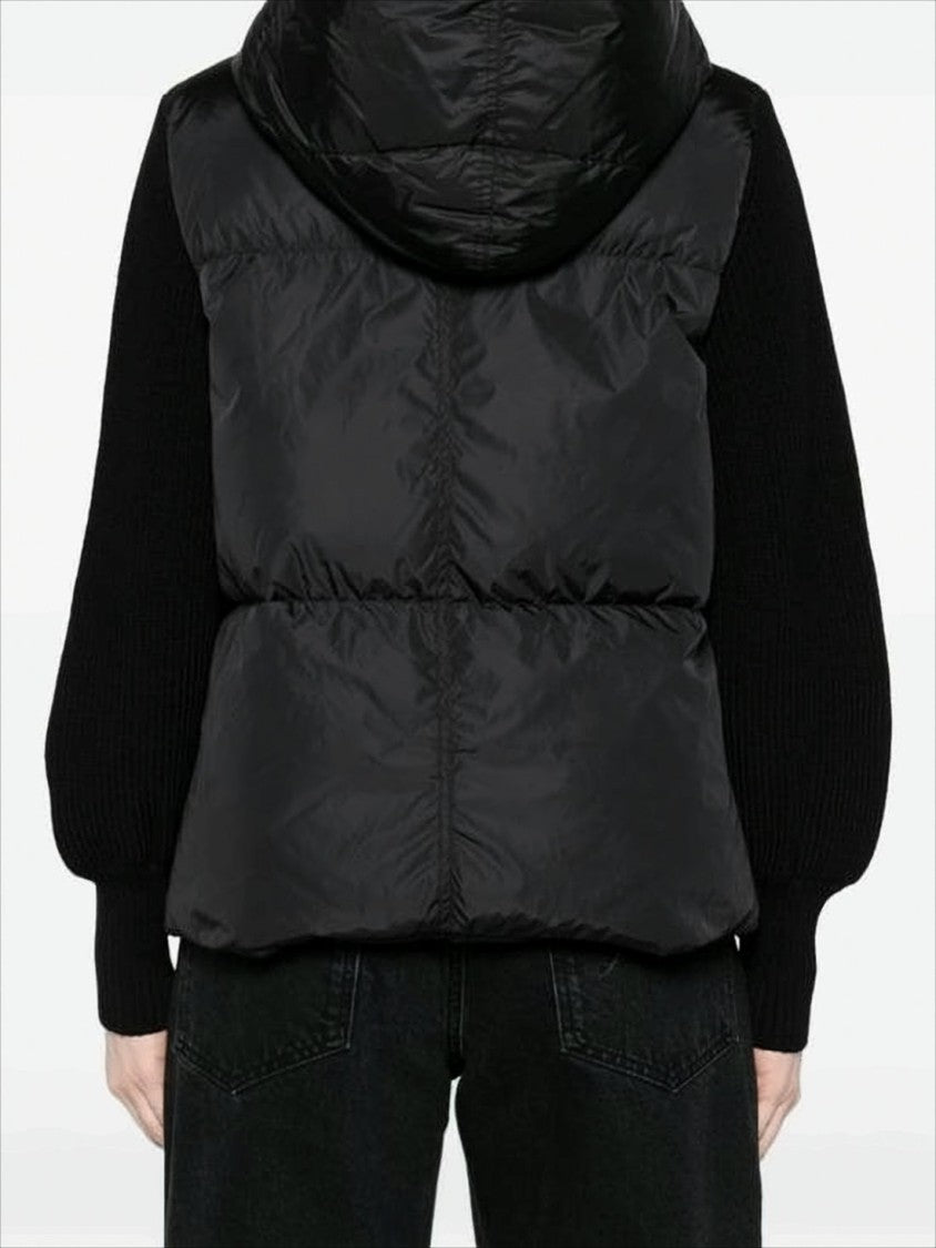 Canada Goose Puffer Jacket With Contrasting Knit Sleeves And Hood